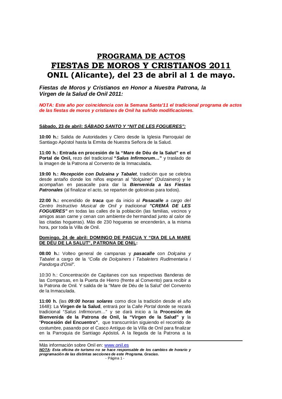 PROGRAMA DE ACTOS FIESTAS DE MOROS Y CRISTIANOS DE ONIL 2011.pdf - página 1/5