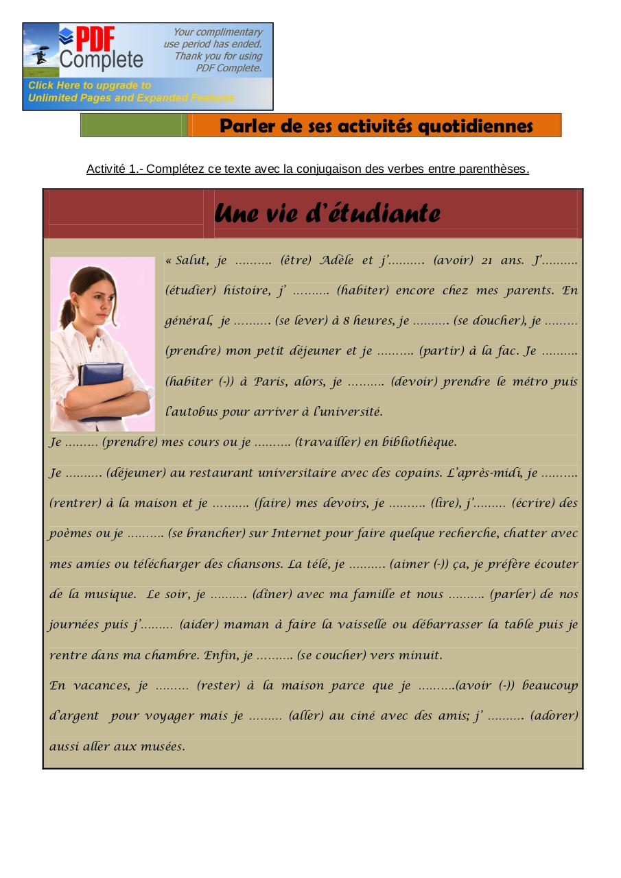 ActivitÃ©s Quotidiennes.pdf - página 1/2