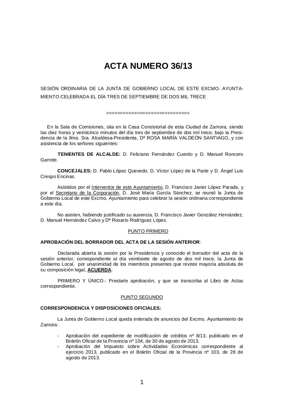 20130903 Acta Junta Gobierno Local-Ayto. Zamora 03-09-13 aprobada.pdf - página 1/8