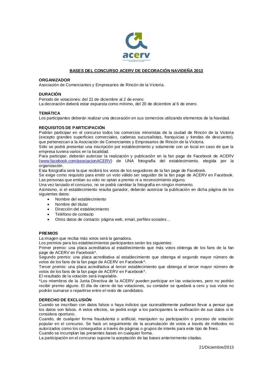 Vista previa del documento BasesConcursoACERVDecoracionNavidad2013.pdf - página 1/1