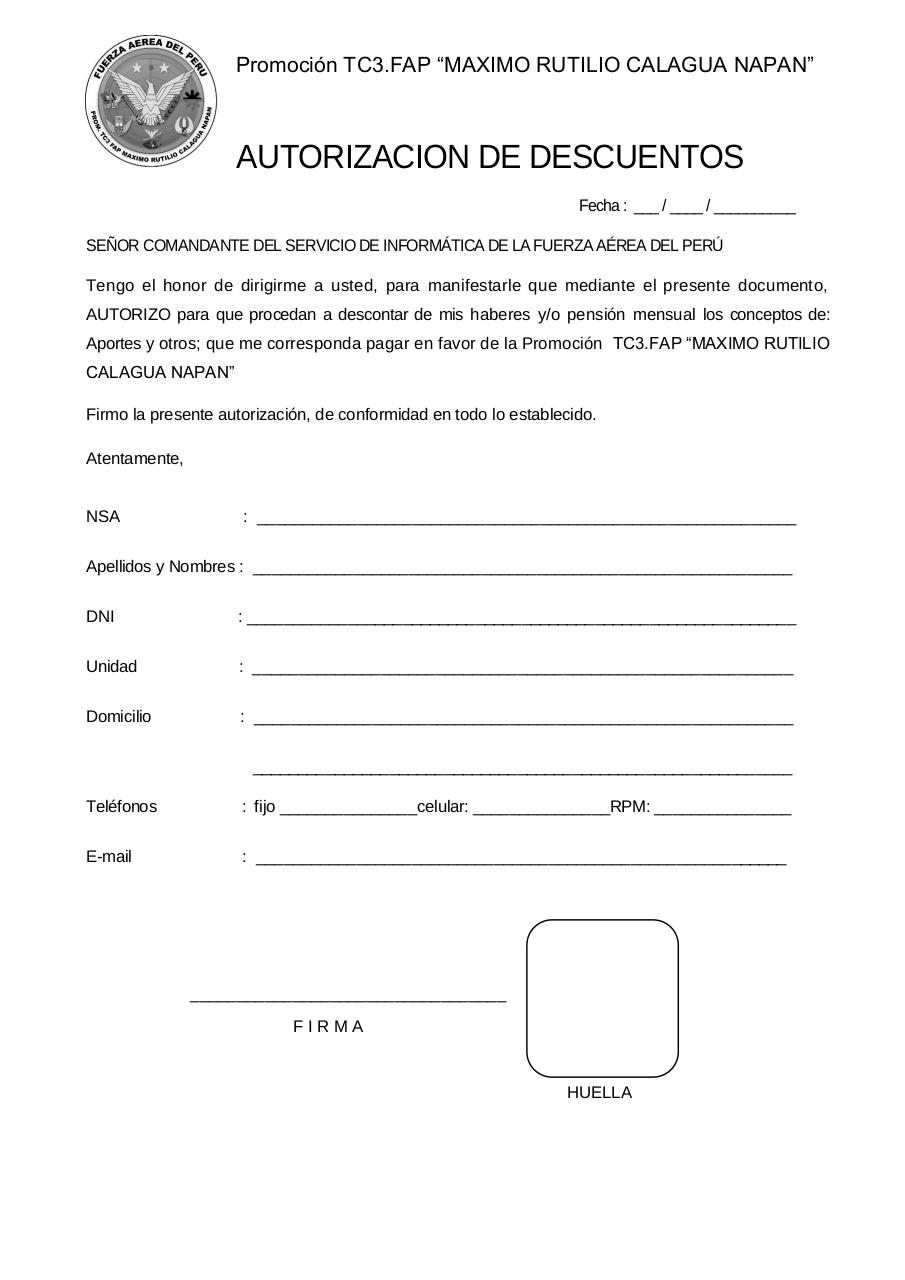 Vista previa del documento AUTORIZACION DE DESCUENTO.pdf - página 1/1