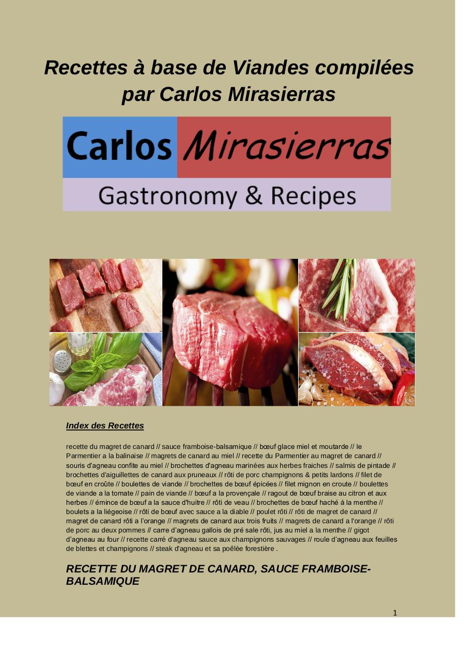 Recettes de viandes compilÃ©es par Carlos Mirasierras.pdf - página 1/39