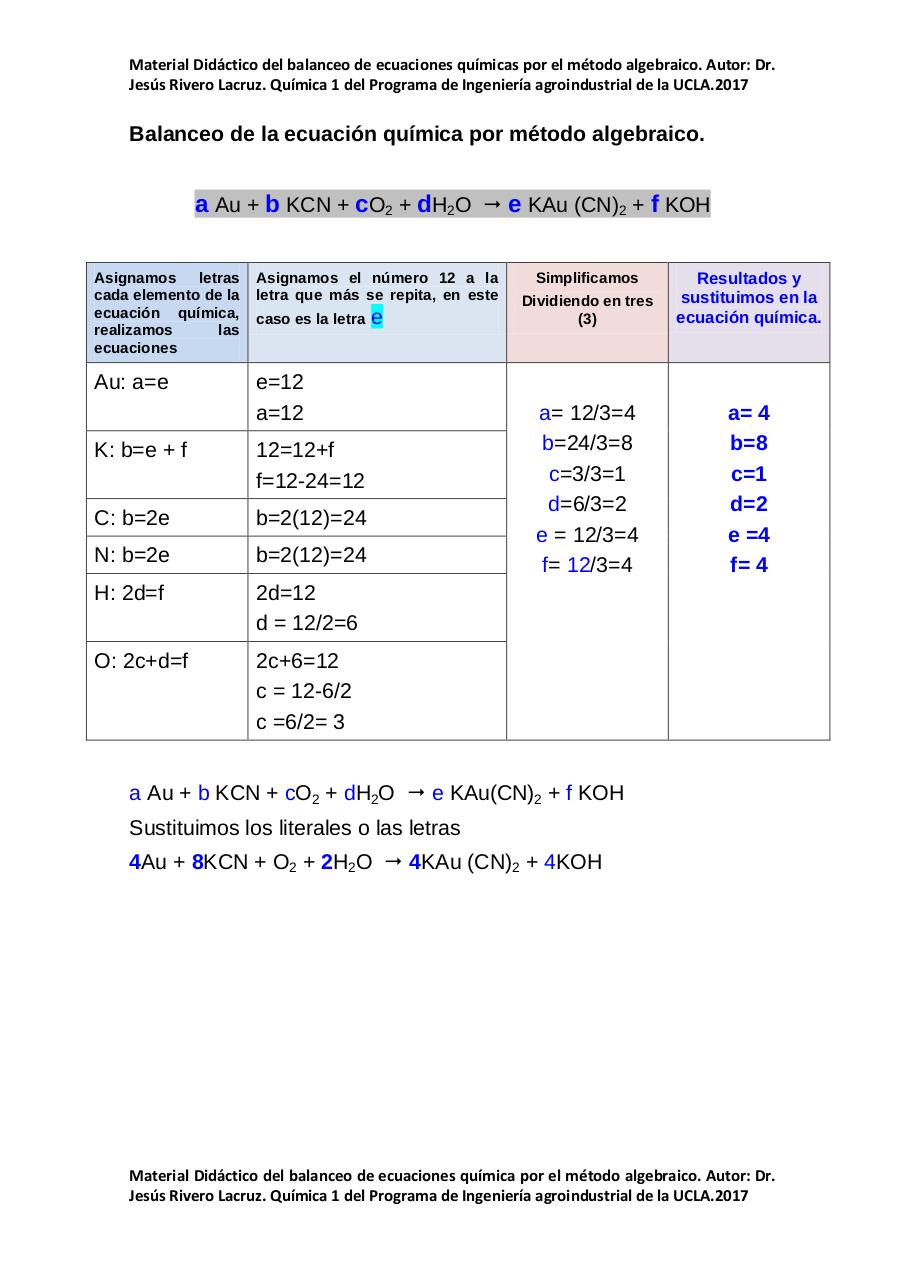Vista previa del documento Balanceo de la ecuaciÃ³n quÃ­mica por mÃ©todo algebraico.pdf - página 1/1